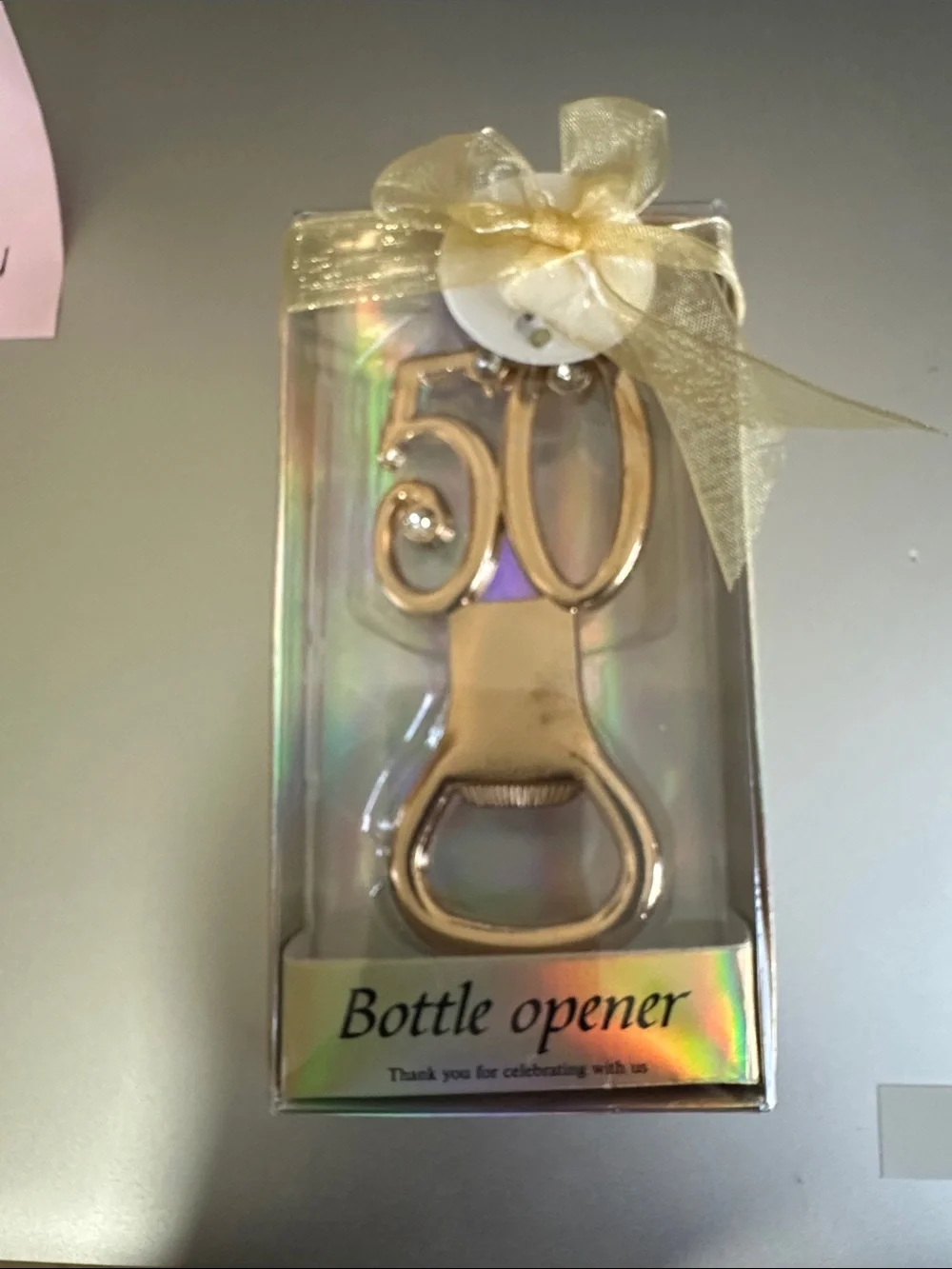 4 for $10 Gold 50th Anniversary Bottle Opener Party Favor